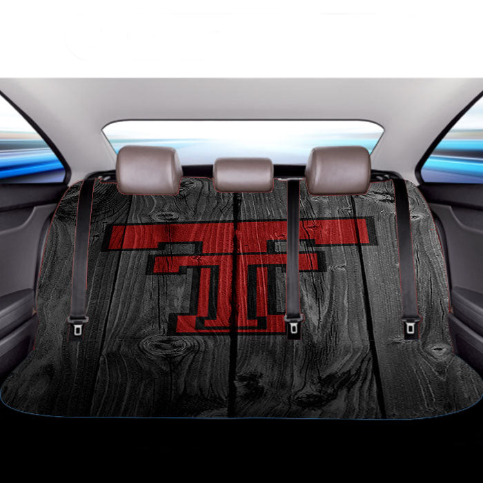 Texas Tech Red Raiders University Logo Dark Wood Car Back Rear Seat Covers