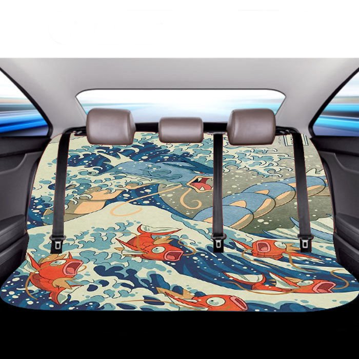 The Great Wave Off Kanto Blue Car Back Rear Seat Covers