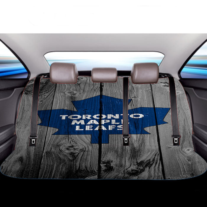 Toronto Maple Leafs Nhl Logo Dark Wood Wallpaper Car Back Rear Seat Covers