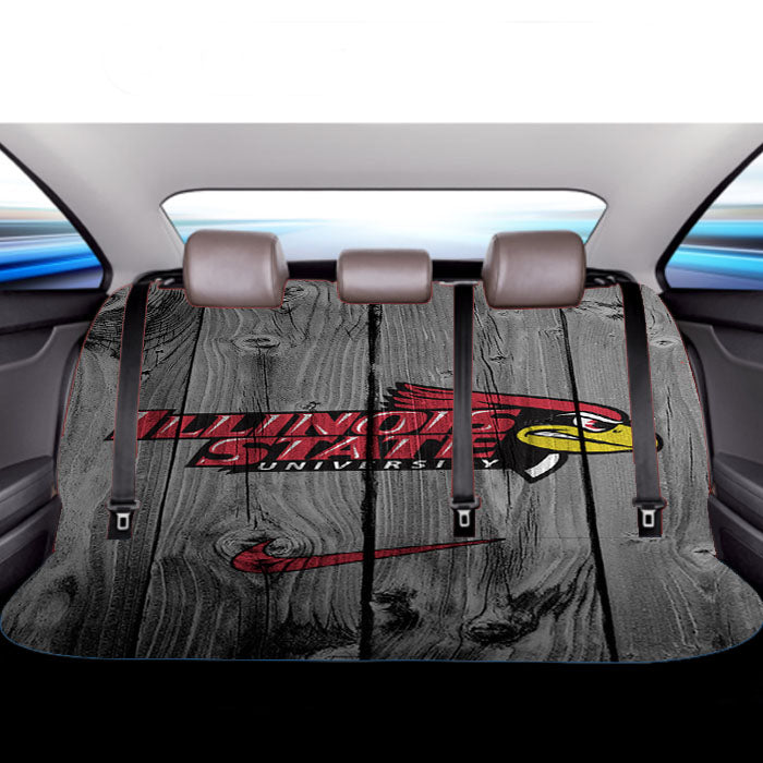 University Of Illinois State Redbirds Logo Dark Wood Wallpaper Car Back Rear Seat Covers