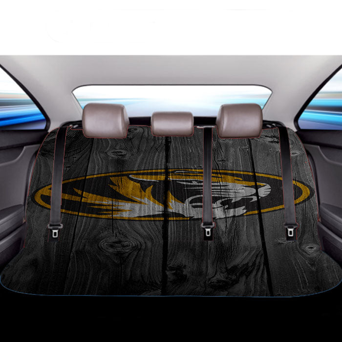 University Of Missouri Tigers Logo Dark Wood Wallpaper Car Back Rear Seat Covers