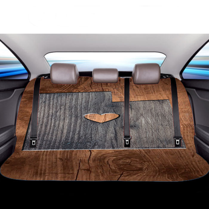 Utah States Map Two Tone Wood Texture Car Back Rear Seat Covers