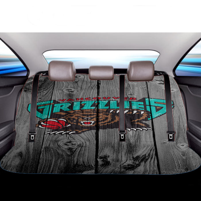 Vancouver Grizzlies Nba Logo Dark Wood Wallpaper Car Back Rear Seat Covers