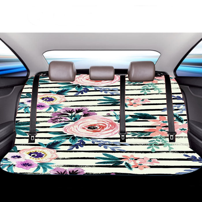 Victoria Floral Stripe Car Back Rear Seat Covers