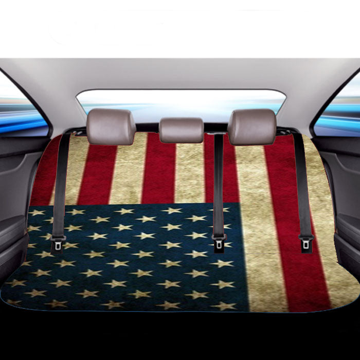 Vintage American Flag Texture Car Back Rear Seat Covers