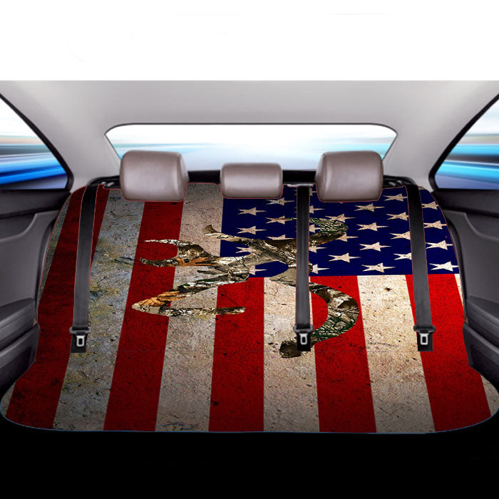 Vintage Flag Browning Deer Realtree Car Back Rear Seat Covers