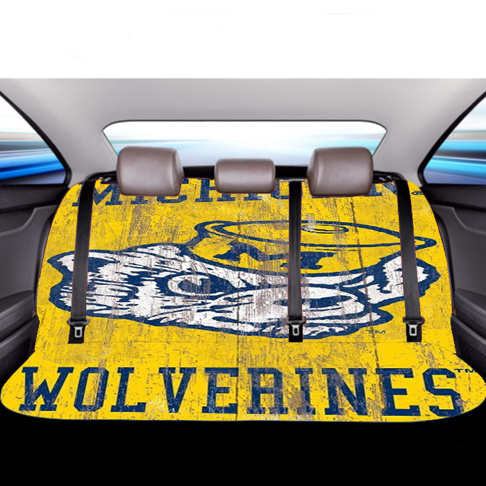 Vintage Michigan Wolverines Team Logo Car Back Rear Seat Covers