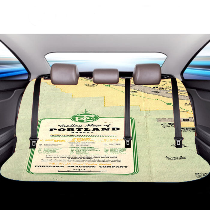 Vintage Portland Map Car Back Rear Seat Covers