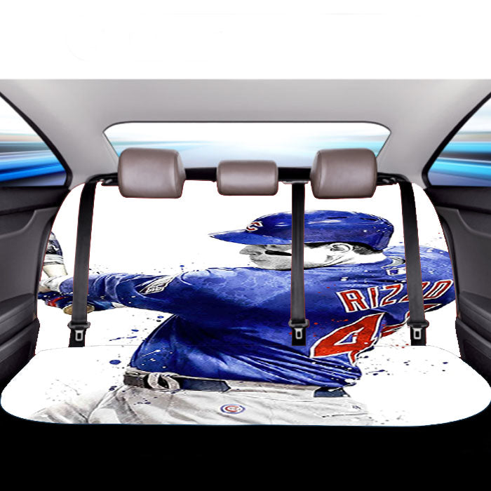 Watercolor Anthony Rizzo Chicago Cubs Baseball Car Back Rear Seat Covers