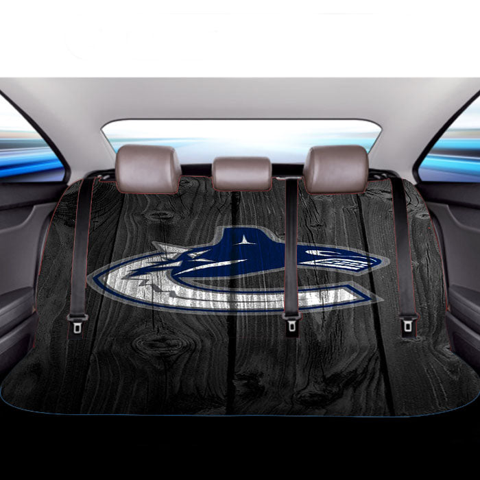 White Vancouver Canucks Nhl Logo Dark Wood Wallpaper Car Back Rear Seat Covers