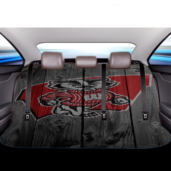 Wisconsin Badgers Bucky Logo Dark Wood Wallpaper Car Back Rear Seat Covers