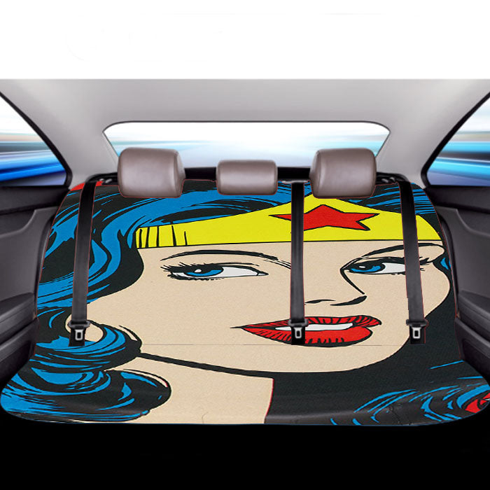 Wonder Woman Vintage Art Car Back Rear Seat Covers