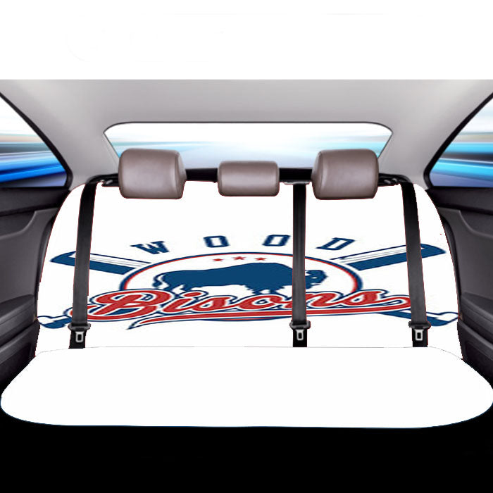 Wood Bisons Baseball Loogo White Car Back Rear Seat Covers
