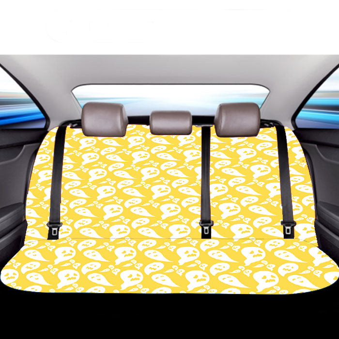 Yellow Ghosts Pattern Halloween Car Back Rear Seat Covers