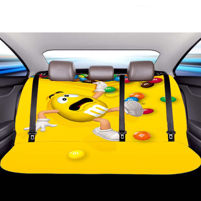 Yellow M&M Car Back Rear Seat Covers