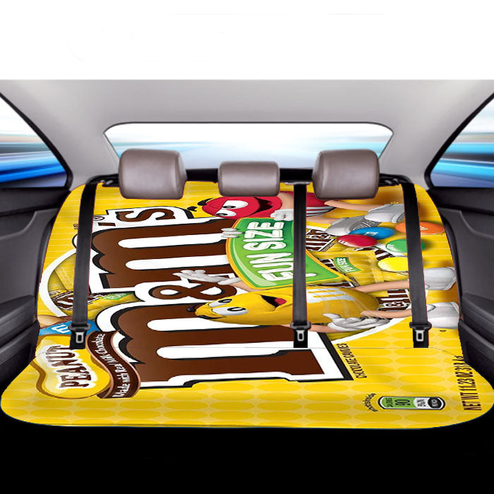 Yellow Peanut M&M Fun Size Car Back Rear Seat Covers