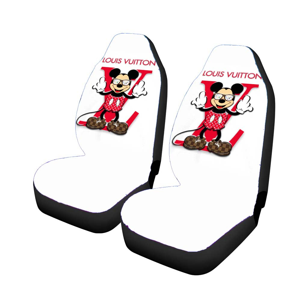 Mickey Louis Vuitton White Car Front Seat Covers