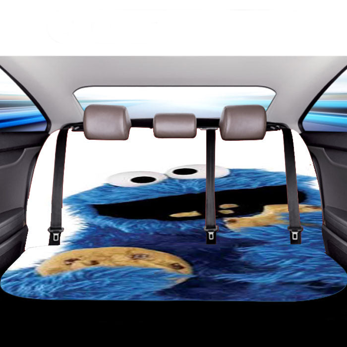 Cookie Monster Plain Wht  Car Back Rear Seat Covers