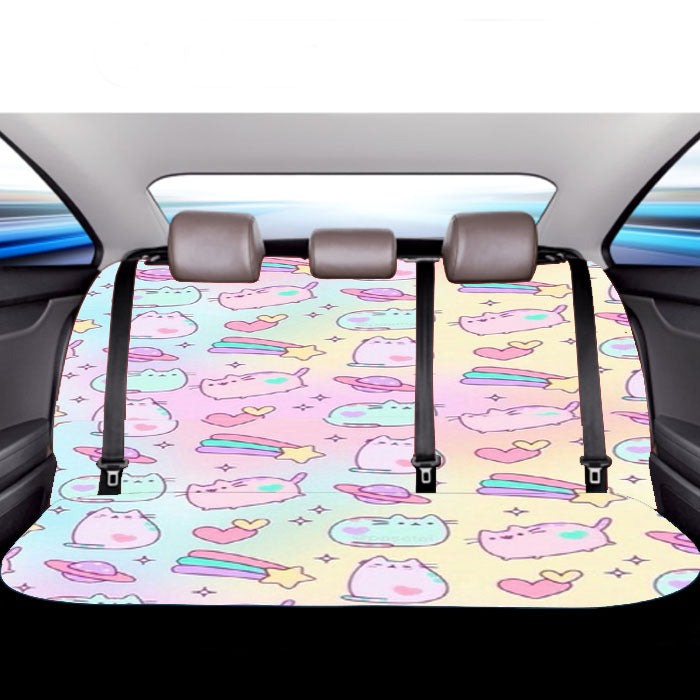 Pusheen Rainbow Pattern  Car Back Rear Seat Covers