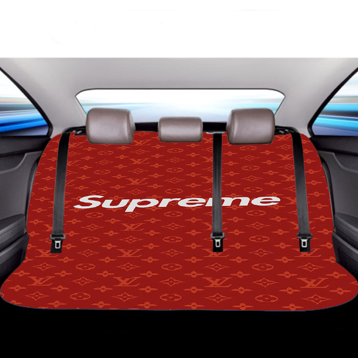 Red Supreme Louis Vuitton  Car Back Rear Seat Covers