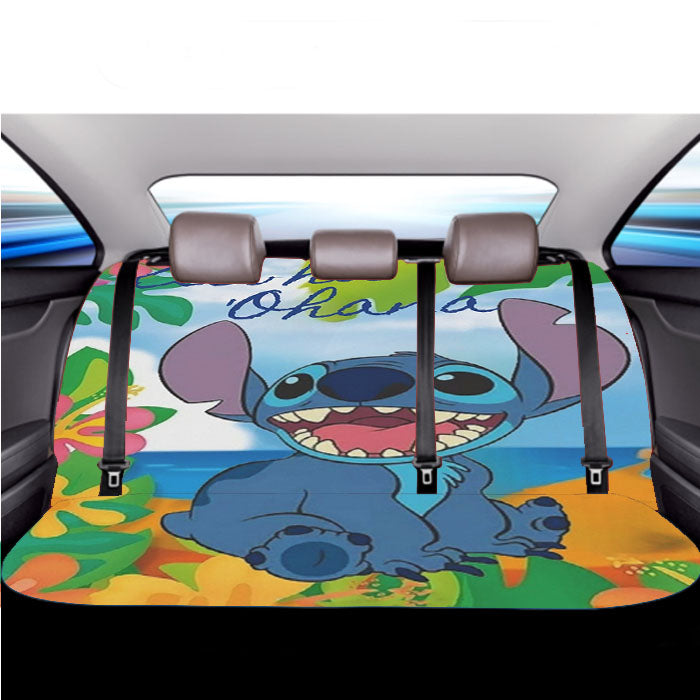 Stitch From Disney'S Movie Lilo And Stitch With Aloha  Car Back Rear Seat Covers