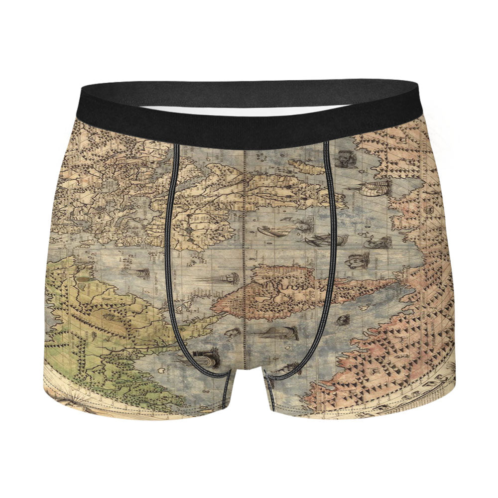 Old Retro World Map Men'S Boxer Briefs