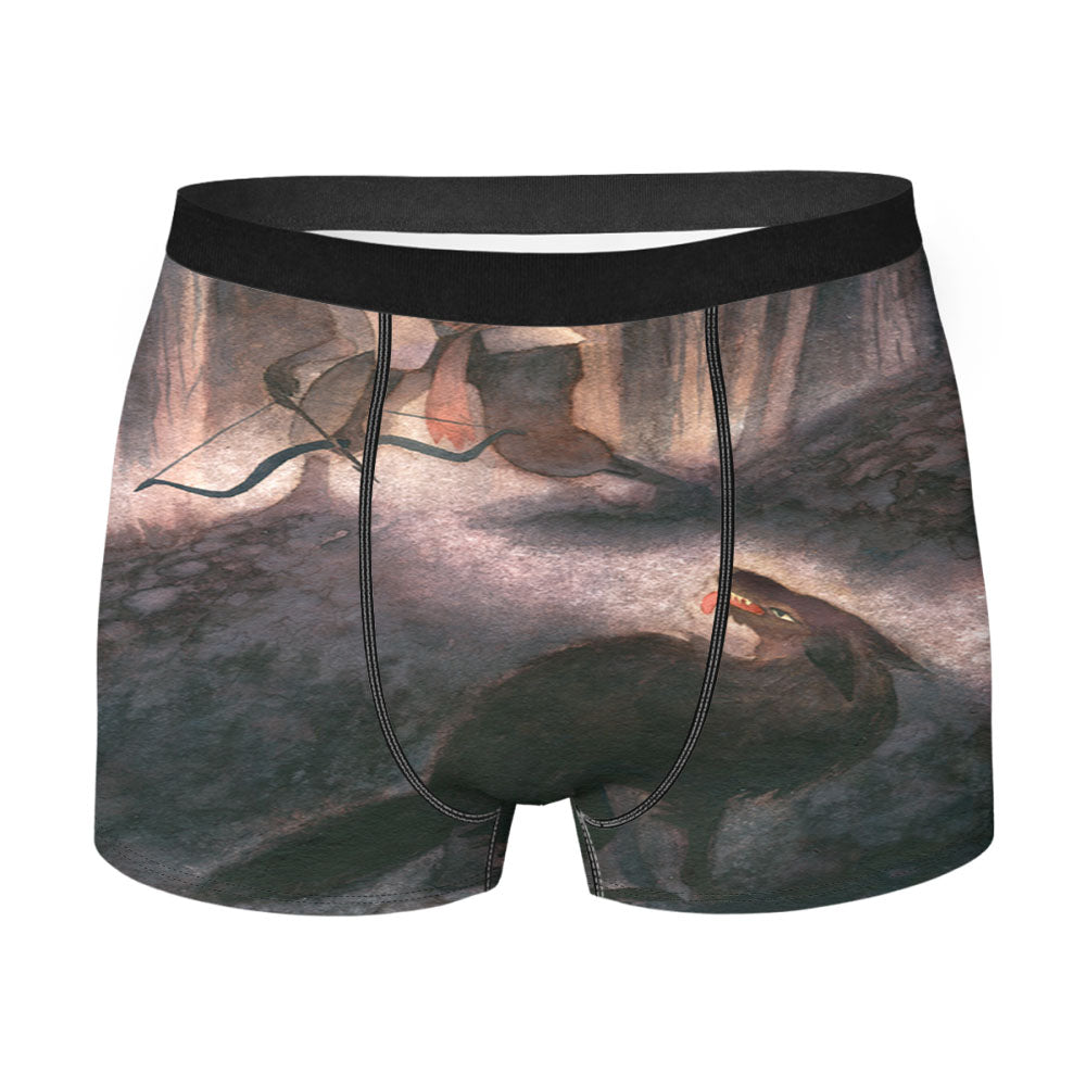A Peculiar Moment Between Two Hunters Men'S Boxer Briefs