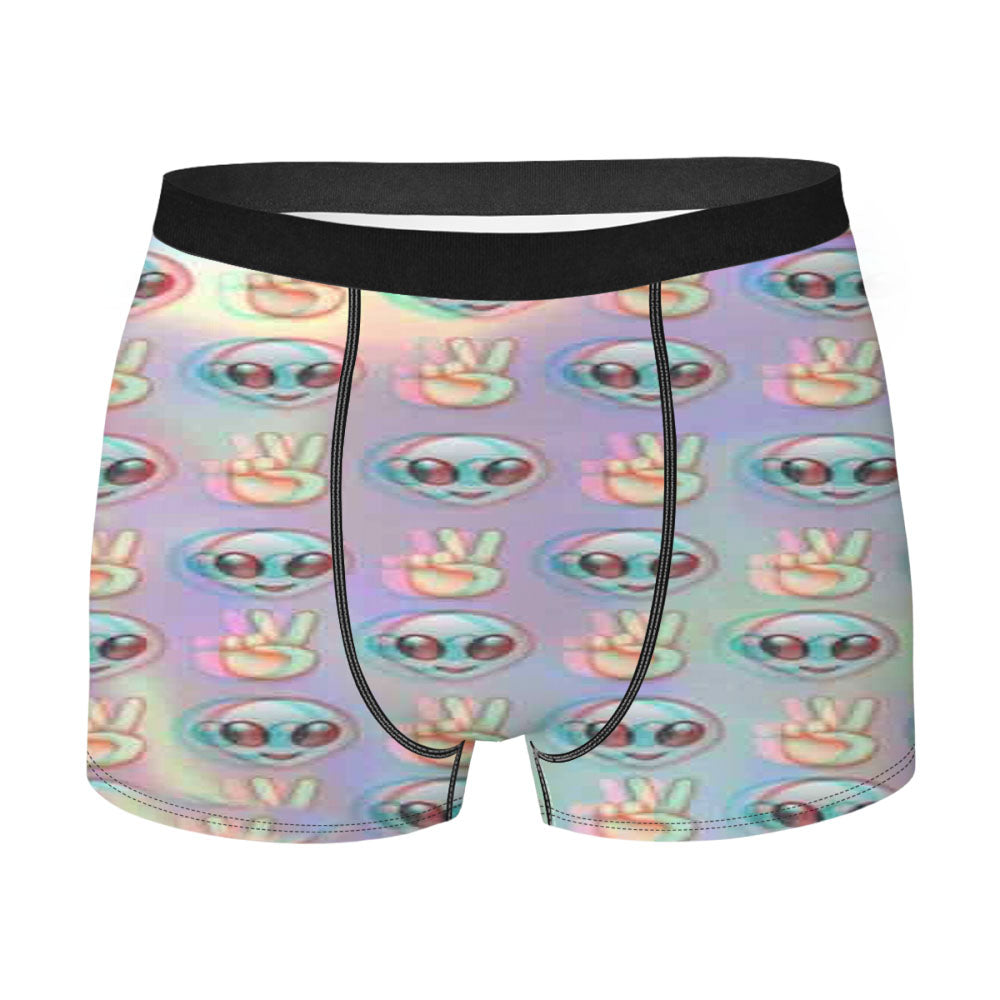 Alien Emoji Peace Men'S Boxer Briefs