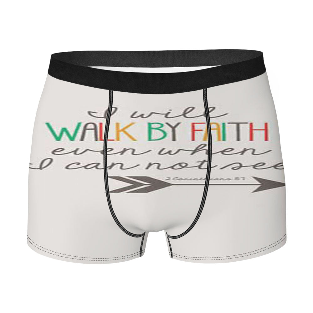 Bible Verse I Will Walk By Faith Men'S Boxer Briefs