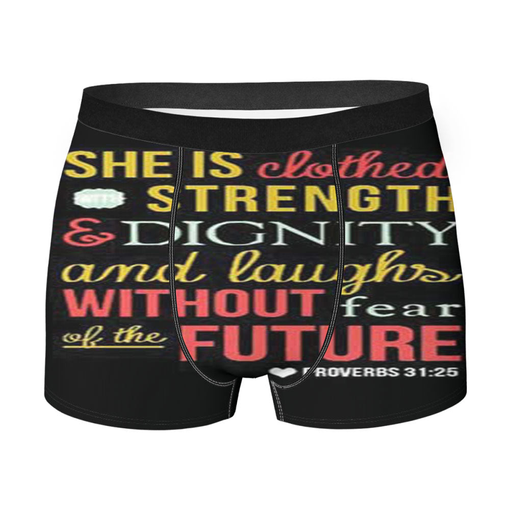 Bible Verse She Is Clothed Blk Men'S Boxer Briefs