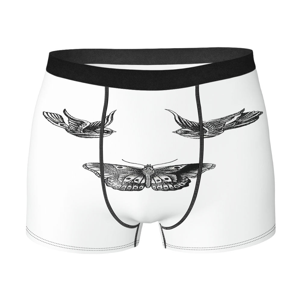 Birds And Butterfly Tattoos Men'S Boxer Briefs