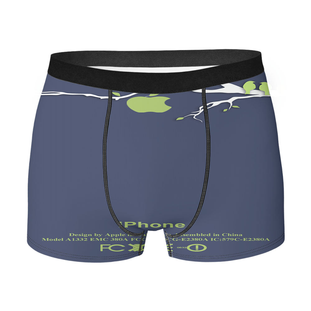 Birds In Green Apple Tree Branch Men'S Boxer Briefs