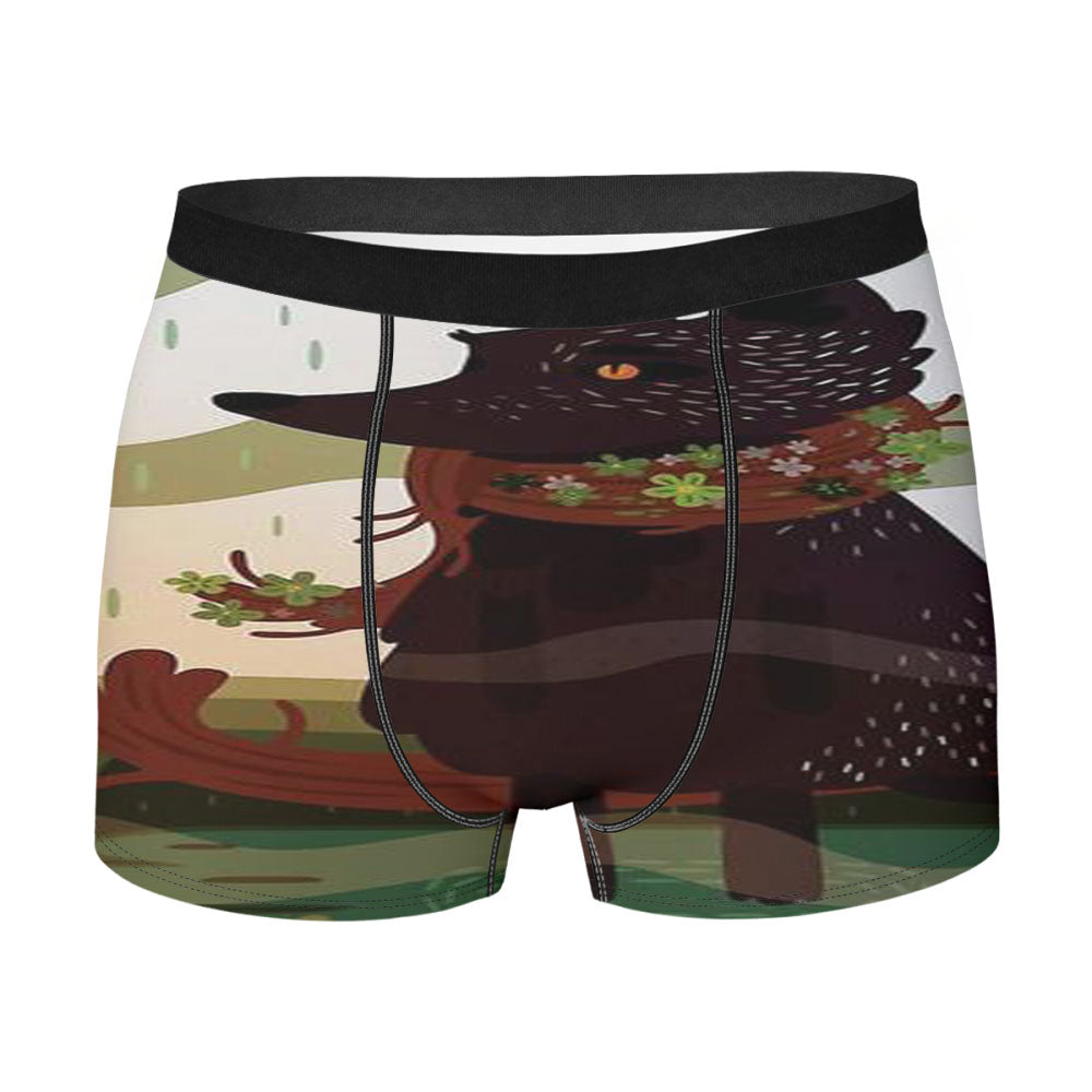 Black Fox In The Rain Men'S Boxer Briefs