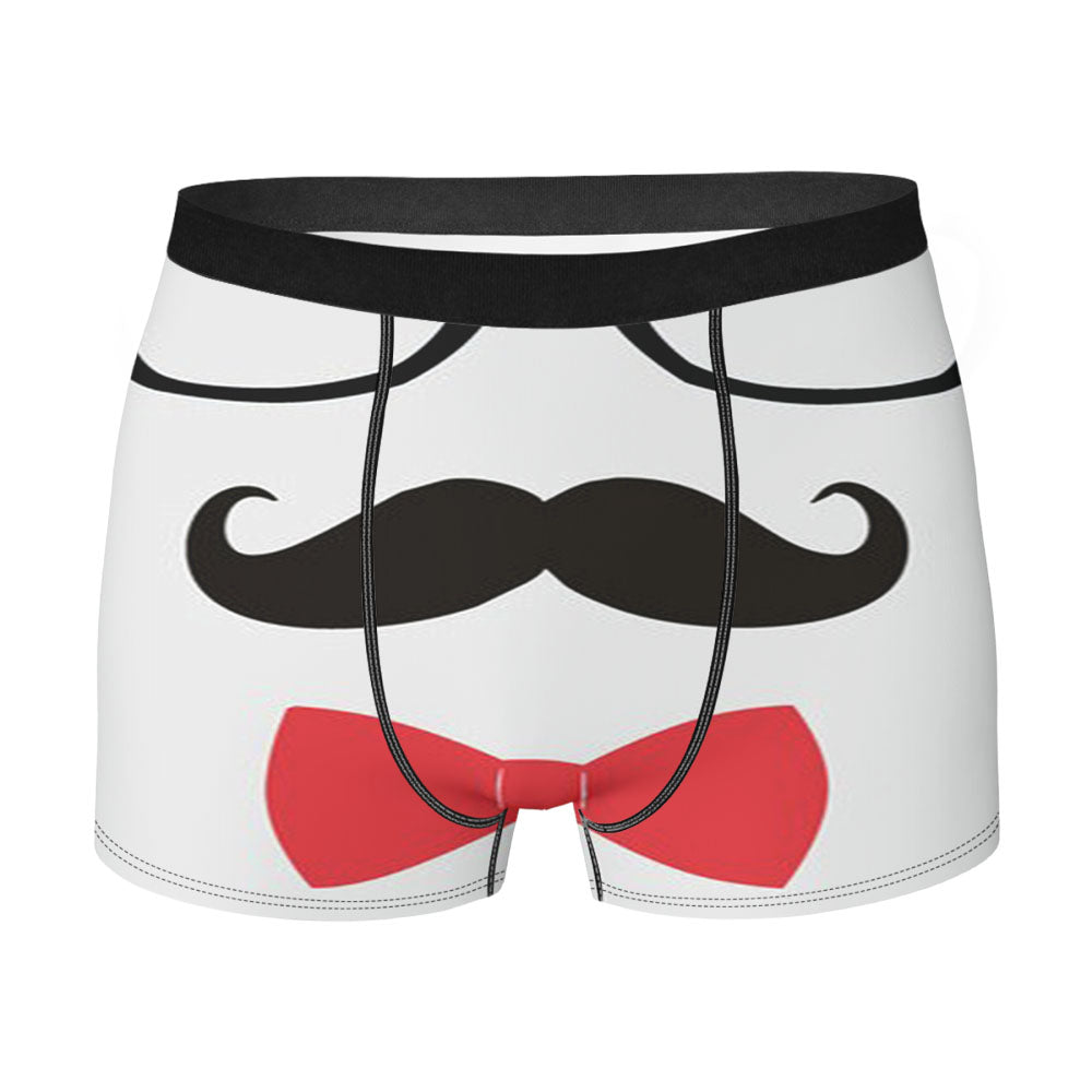 Black French Mustache Glasses Bowtie Men'S Boxer Briefs