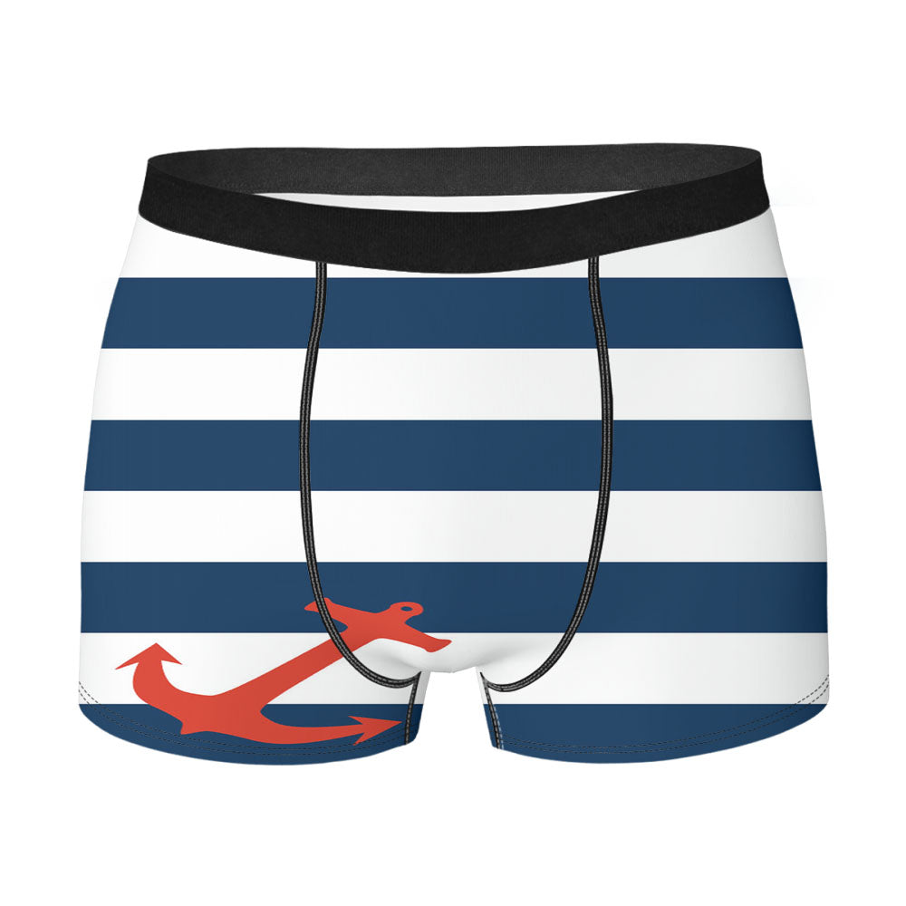 Blue Orange Anchor Men'S Boxer Briefs