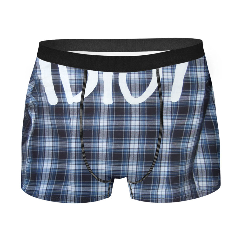 Blue Plaid Idiot Men'S Boxer Briefs