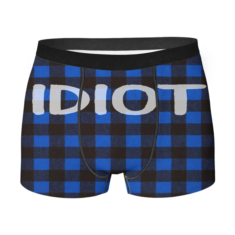 Blue Plaid Idiot 2 Men'S Boxer Briefs