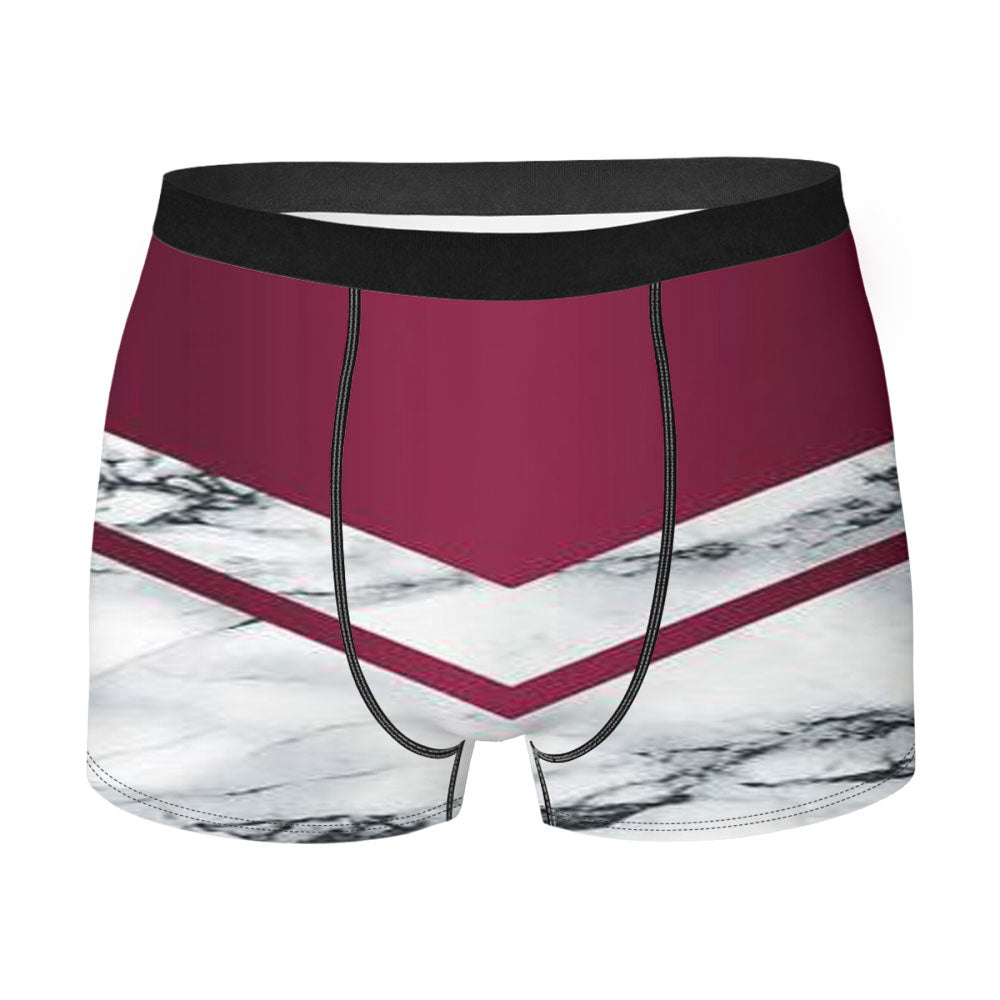 Burgundy Marble Print Men'S Boxer Briefs
