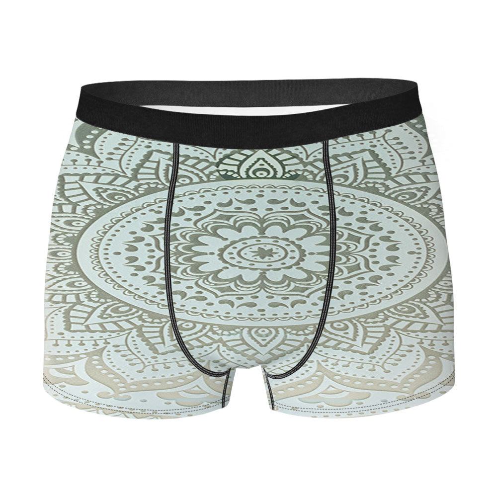 Clear White Chevron Mandala Men'S Boxer Briefs