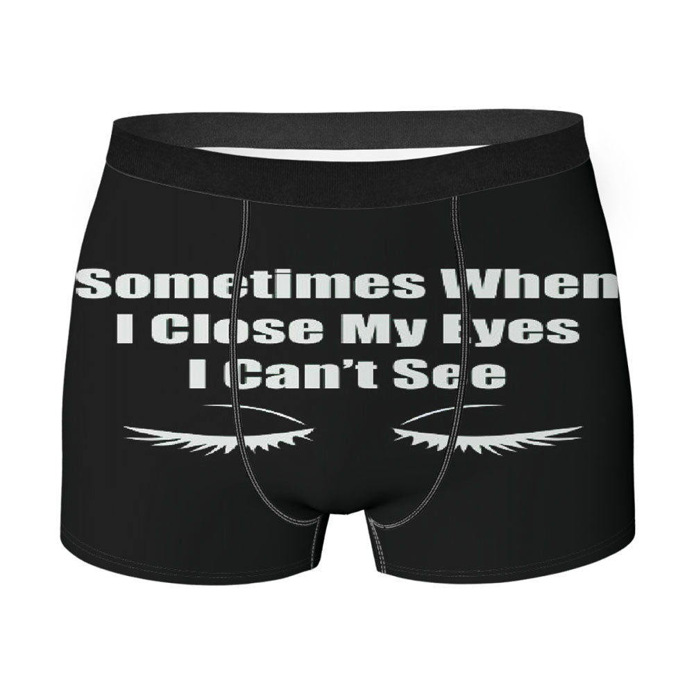 Close My Eyes Black Men'S Boxer Briefs