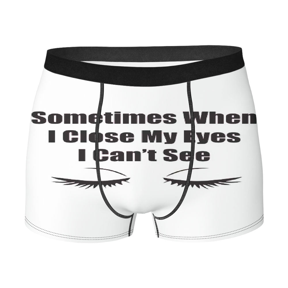 Close My Eyes White Men'S Boxer Briefs