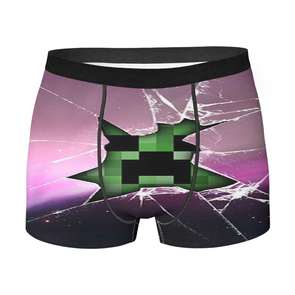 Creeper Minecraft Broken Glass Pink Men'S Boxer Briefs