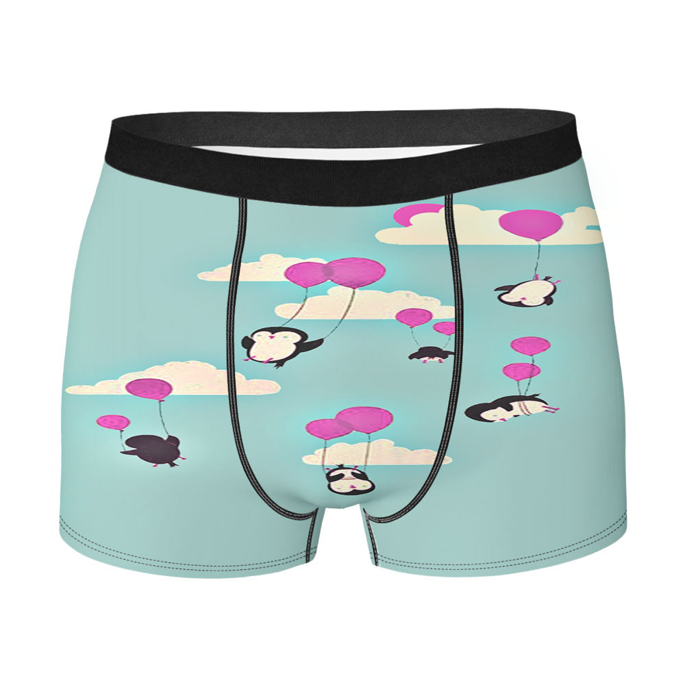 Cute Penguines And Baloons Men'S Boxer Briefs