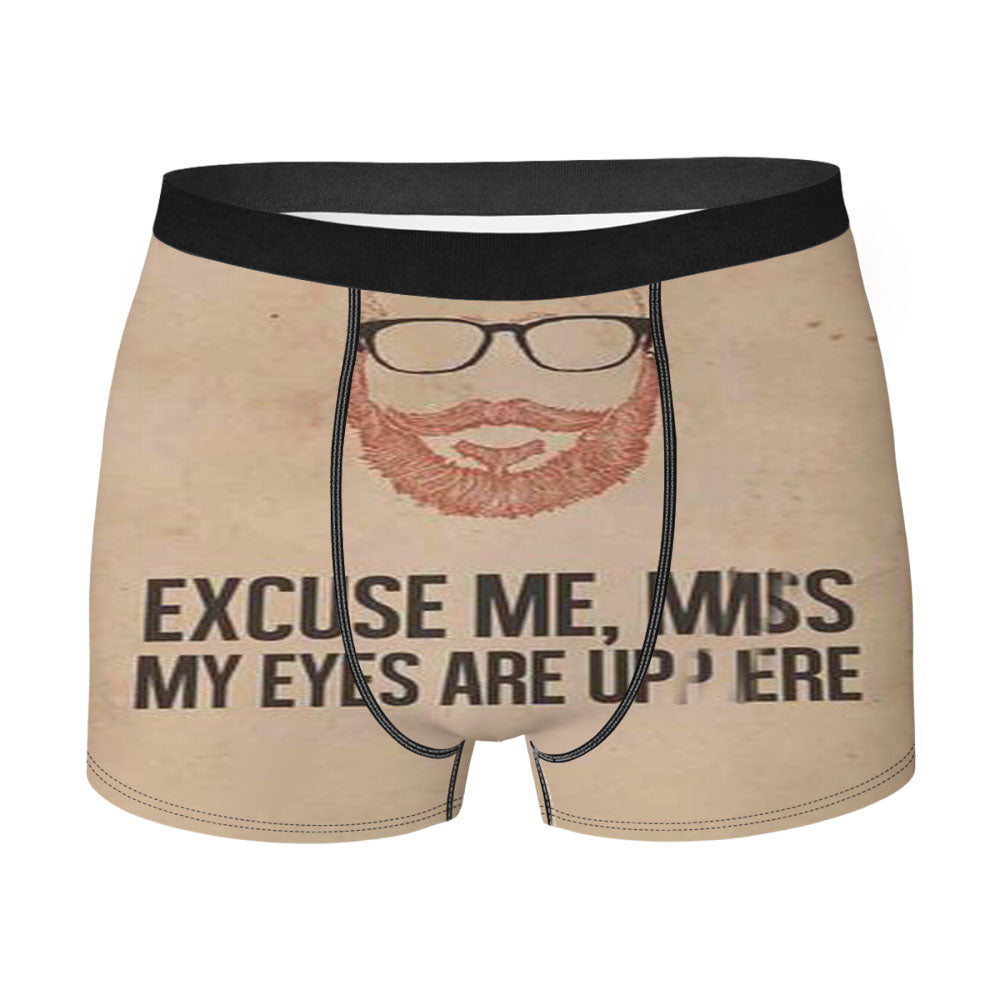 Excuse Me, Miss My Eyes Are Up Here Men'S Boxer Briefs