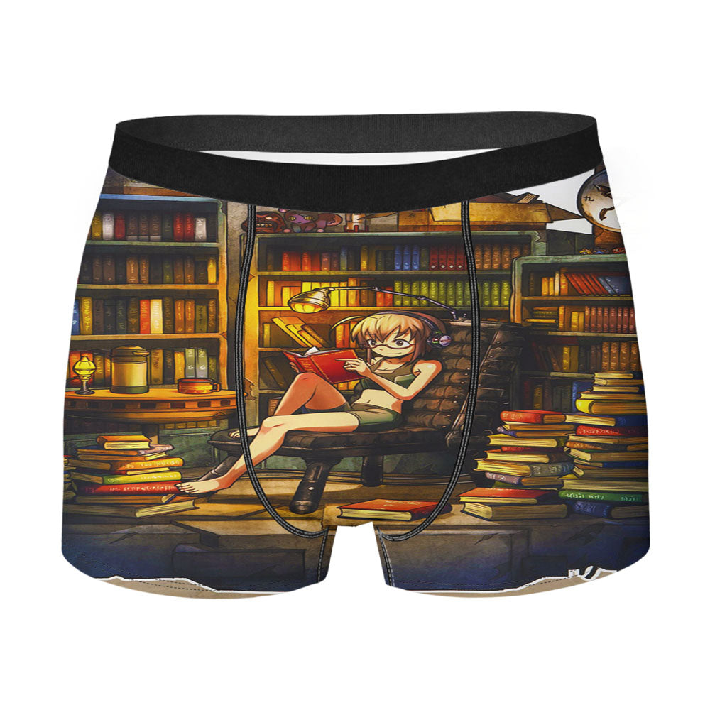 Girl Reading In The Library Men'S Boxer Briefs