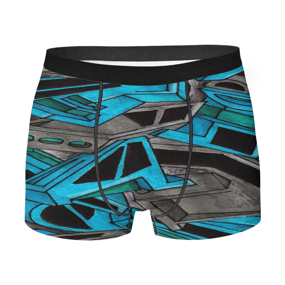 Graffiti Blue And Grey Men'S Boxer Briefs