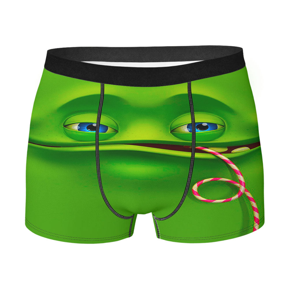 Green Joyful Face Men'S Boxer Briefs