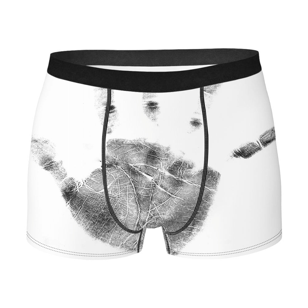 Hand Print White Men'S Boxer Briefs