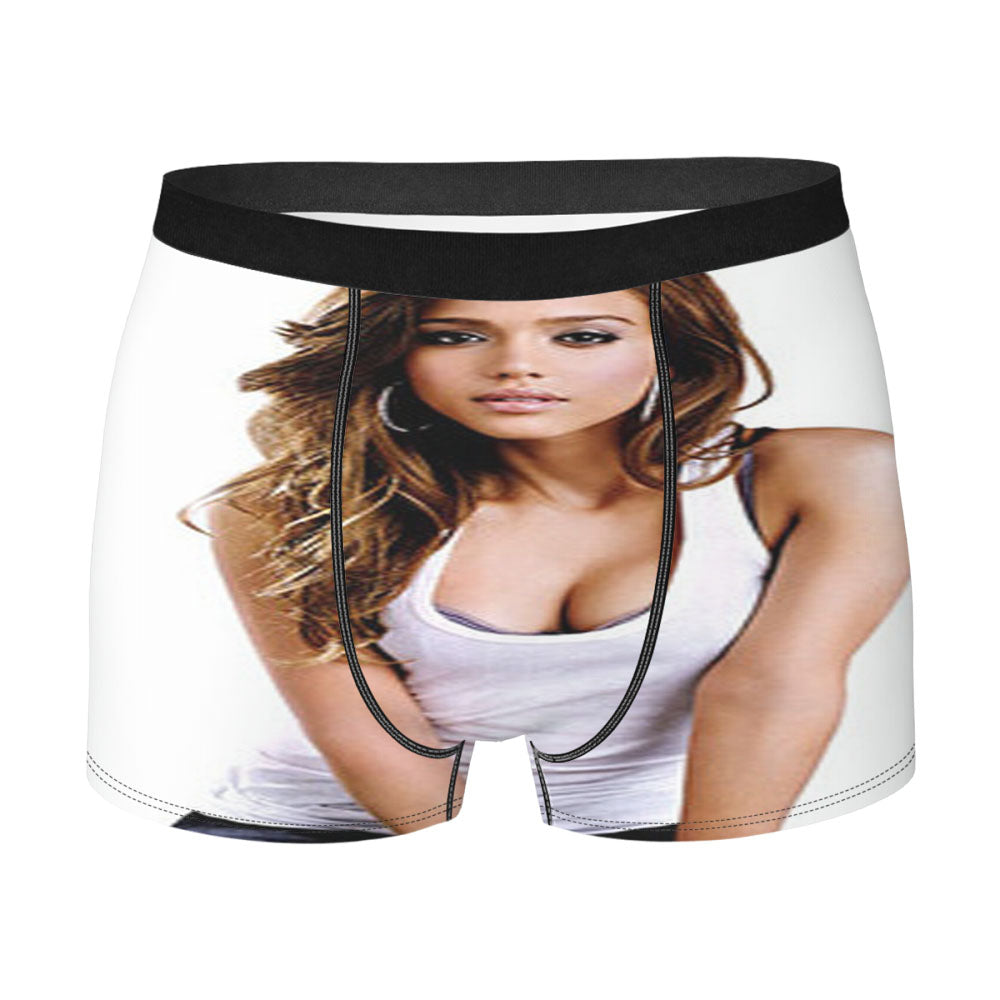 Jessica Alba White Tanktop Men'S Boxer Briefs