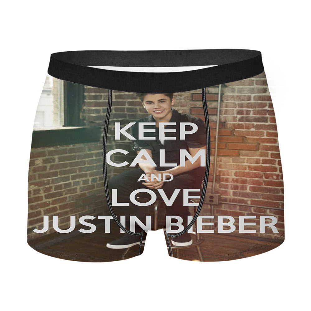 Keep Calm And Love Justin Bieber Men'S Boxer Briefs